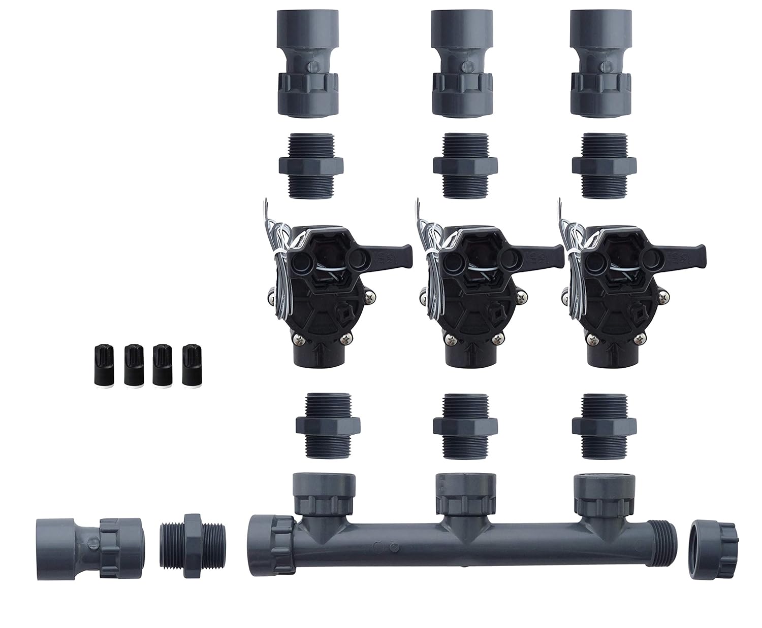 3 Zone Rain Bird 100-DV Dura Manifold Valve Kit No Flow Control Slip