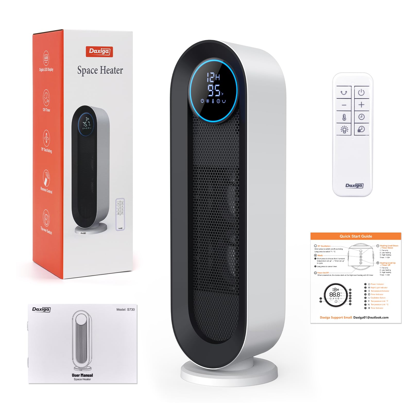 Daxiga Space Heater for Indoor Use, 19.6