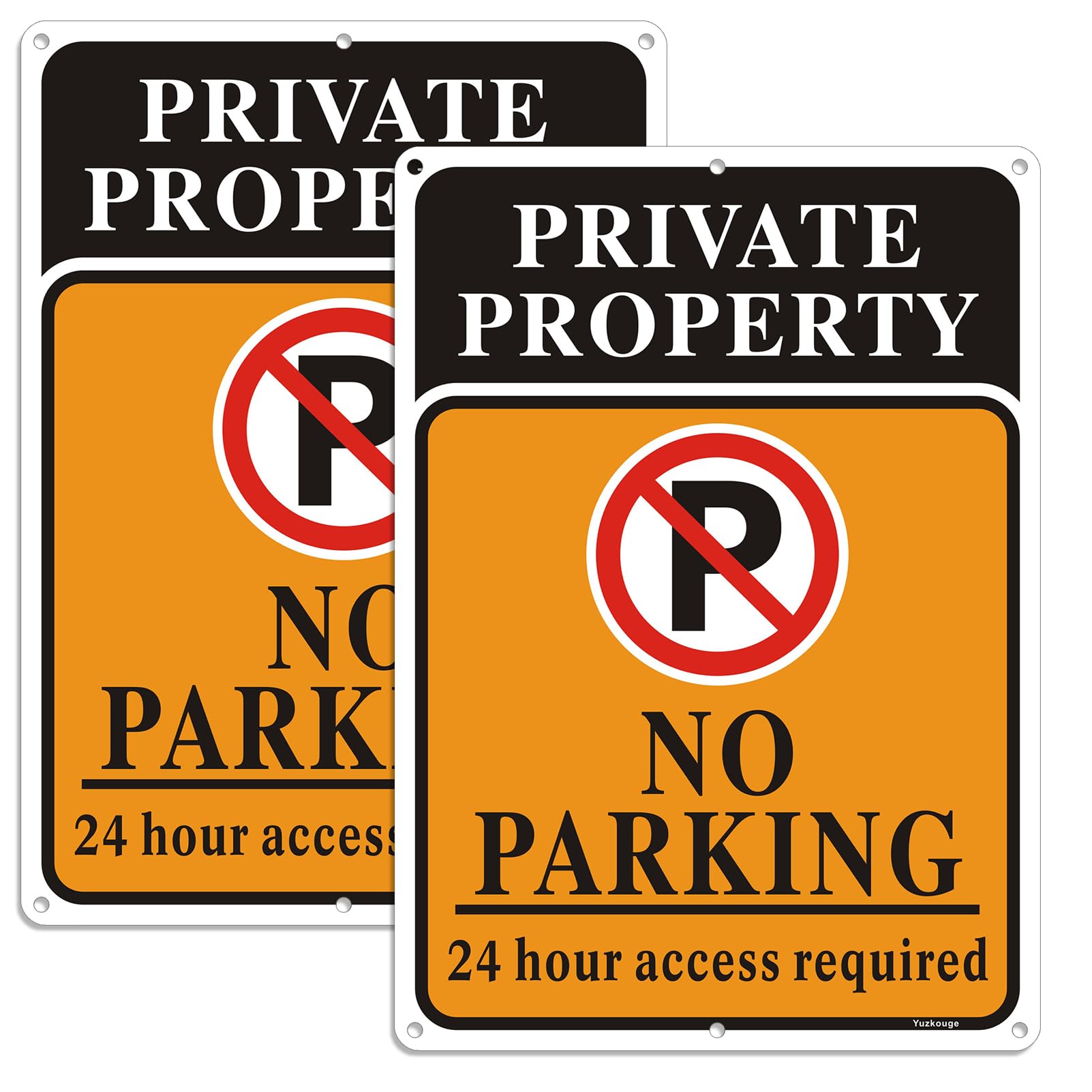 Yuzkouge Private Property No Parking 24 Hour Access Required Sign - 2 Pack, 25cm x 35cm Rust Free Aluminum Sign, Weatherproof, Fade Resistant, Easy Mounting.