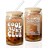 NewEleven Gifts For Aunt From Niece, Nephew - Cool Gifts For New Aunt, Auntie, Sister - Auntie Birthday Gift - Announcement, Promoted To Aunty - 16 Oz Coffee Glass