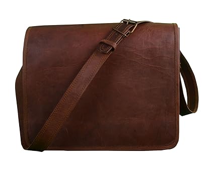 pranjals house 15-inch Leather Brown Satchel Laptop Messenger Bag