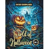 Fantasy Coloring Book World of Halloween Vol. 3: For Adults and Teens | Black Line and Grayscale Halloween Coloring Pages