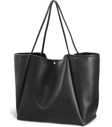 Amazon.com: Black Tote Bag for Women Work 25L Large Travel Vegan