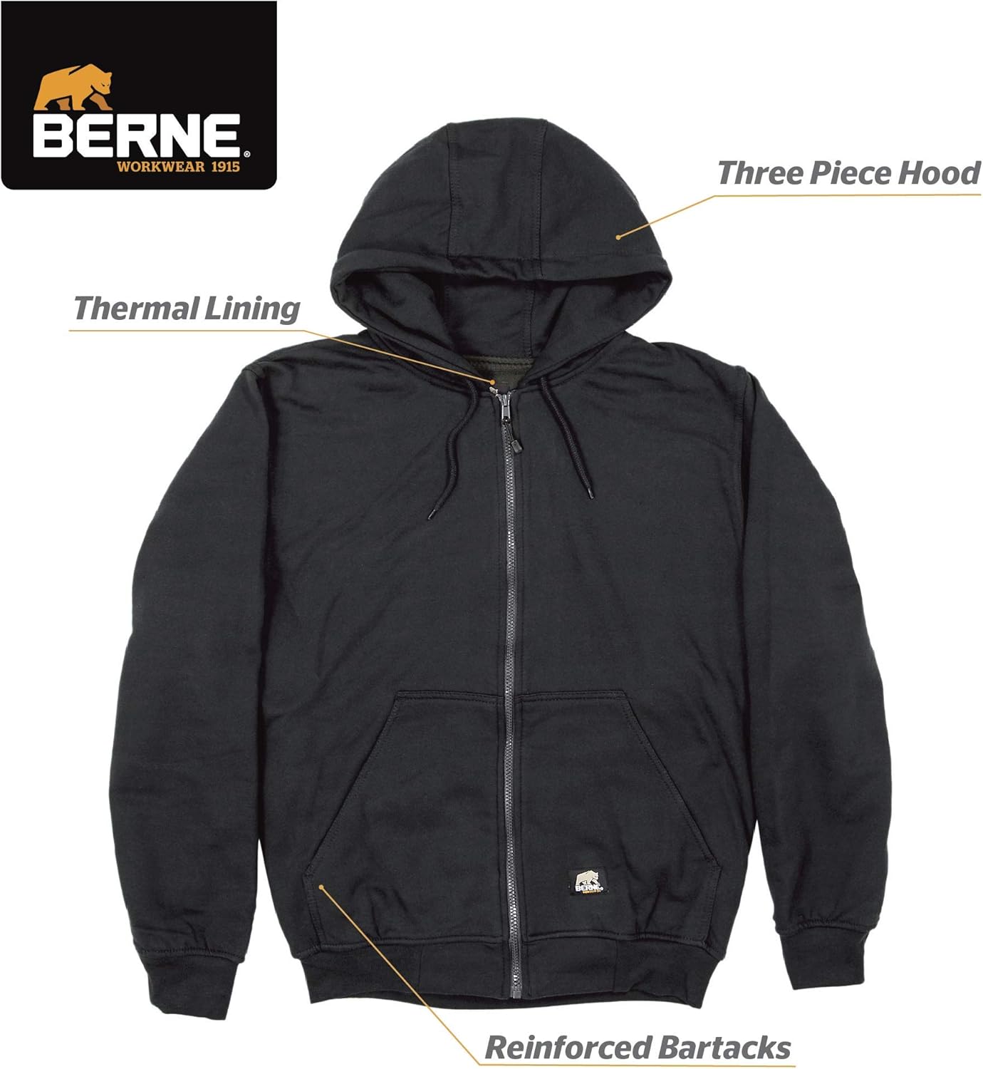 Berne Thermal Lined Hooded Sweatshirt at  Men’s Clothing store