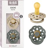 BIBS Boheme 2-Pack Pacifier Size 2 Vanilla Pine, Danish Made, 6-18 Months