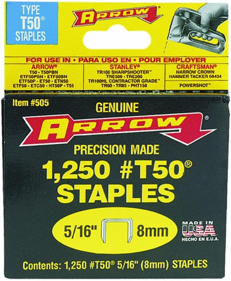 Arrow T50 Staples Box 1250 8mm 5/16in ARRT50516S Amazon.co.uk DIY & Tools