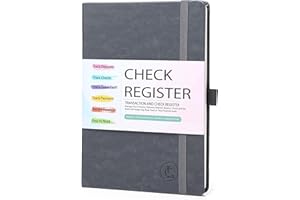 LLI CUFITE Check Register, Account Ledger Transaction Register Log Book for for Personal Checkbook Small Business, Track Payments, Deposits, Debit Card, A5 PU Hardcover with Calendars