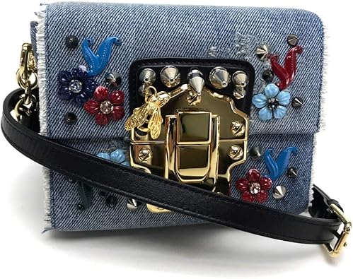 Amazon ドルチェアンドガッバーナ Dolce Gabbana Lucia ルチア クロスボディバッグ スタッズ 斜め掛け ポシェット ミニバッグ ショルダーバッグ デニム レディース 未使用 中古 斜めかけバッグ