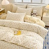 Bildenly Yellow Comforter Set Full Size - Orange Floral Quilt Bedding Set 3 Pieces, Comforter Set Full, Soft & Lightweight Comforter(79‘’ x 90‘’) for Girl All Season & 2 Pillowcases(30‘’x20‘’)