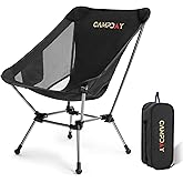 Campday Camping Chair Portable Hiking Ultralight Backpacking Small Lightweight Folding Chair for Outdoor Camp Hunting Beach Picnic Concert, Supports 330lbs (Black,1PCS)