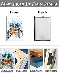 Funny Turtle Wall Art Sea Turtle with Glasses