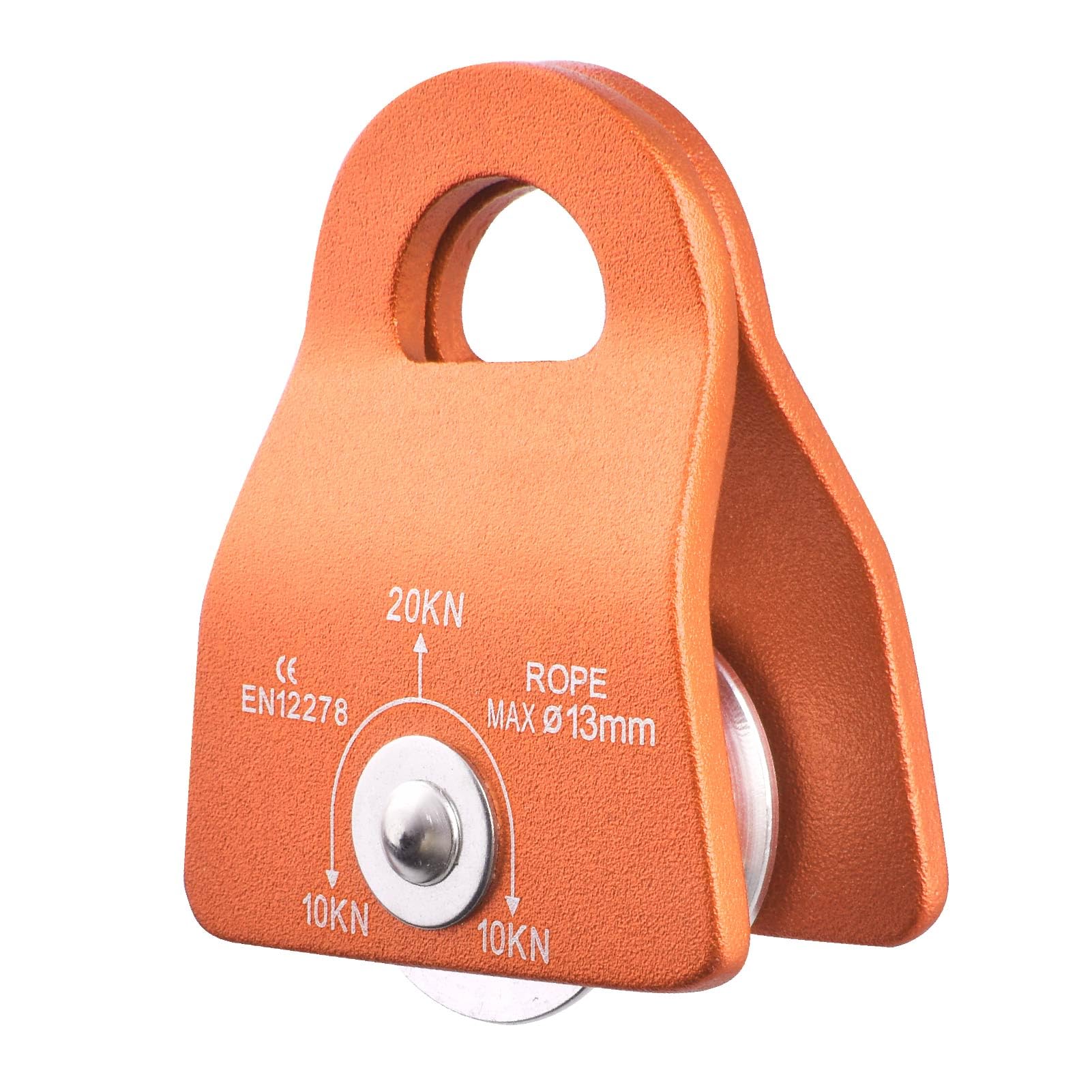 Photo 1 of YAPJEB Micro Aluminum Pulley 20kN 8-12mm Single Swing Pulley Mobile Side Plates for Arborist Rigging Backyard Zipline Trolley (Orange)