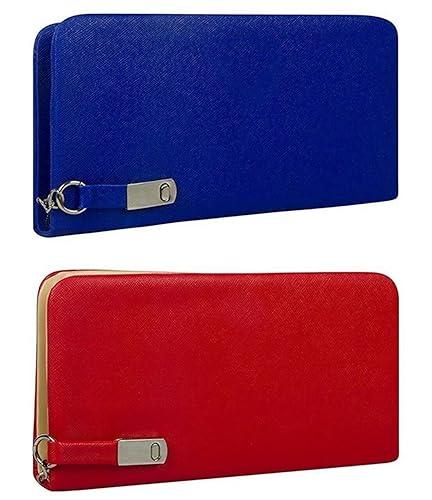 Rasm Lifestyle Womens Clutch Combo Wallet Blue and red