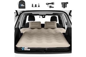 JOYTUTUS SUV Air Mattress Camping Bed, Thickened Flocking Car Camping Inflatable Mattress,Anti-Leakage,with 2 Pillows & Elect