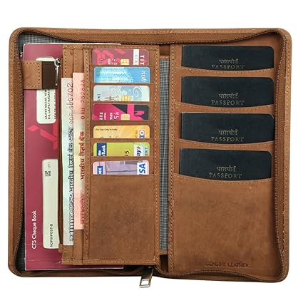 Style98 Unisex Brown Real Leather Clutch / Travel Wallet -Cognac (Medium)3909S183-Hb