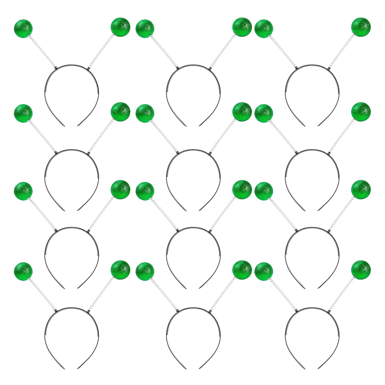 BORFUE 12pcs Alien Headband Ball Head Boppers Martian Antenna Headbands for Kids Adult for Halloween Party Favor (green)
