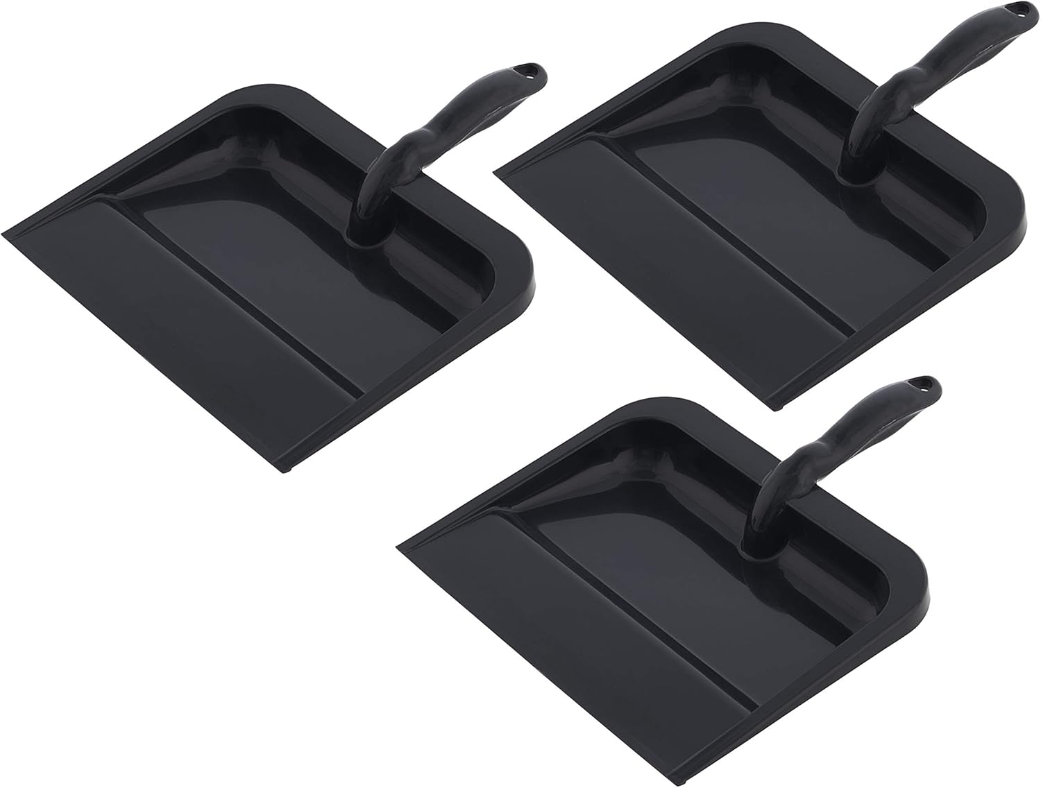 Superio Plastic Dustpan with Comfort Grip Handle Black (3
