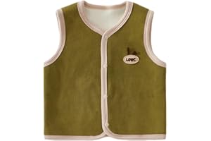 Yueary Newborn Baby Vest Boys and Girls Sleeveless Round Neck Vest Kids Button up Cardigan with Plush Warm Tops