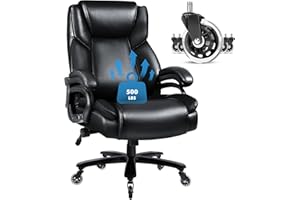 VITESSE 500lbs Heavy Duty Office Chair for Low Back Pain Relief, Big and Tall Office Chair with Ergonomic Lumbar Support, High Back Executive Chair with Quiet Rubber Wheel