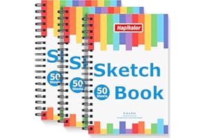 HAPIKALOR Drawing Pad for Kids, Sketch Pads 50 Sheets, 3-Pack Spiral Bound Drawing Books Bulk 6" x 9 " Children Drawing Paper for Crayons Pencils, Art Supplies for Kids 9-12, Valentines Day Gifts for Kids
