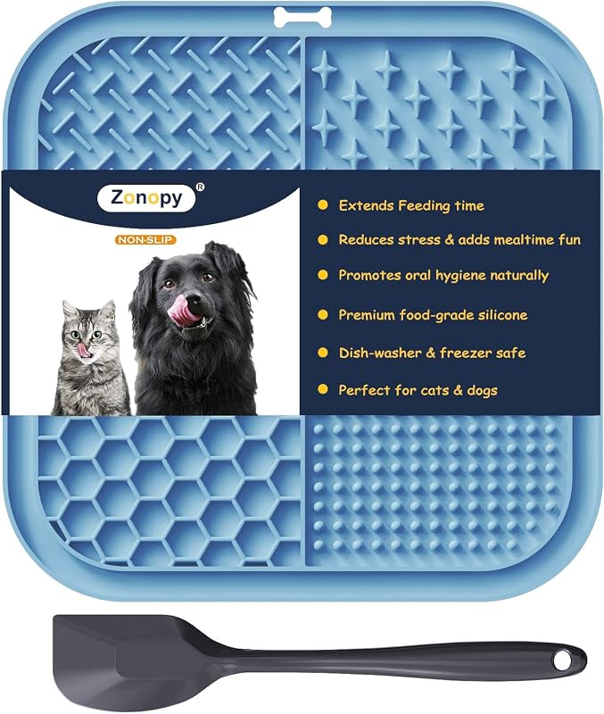 Tapis à Lécher pour Chiens & Chats avec Ventouses, 1 Pack Carré Tapis à Lécher pour Chien à Alimentation Lente pour Soulager l'Anxiété & l'Ennui, Jouets pour Chiens pour les Occuper, Tapis de