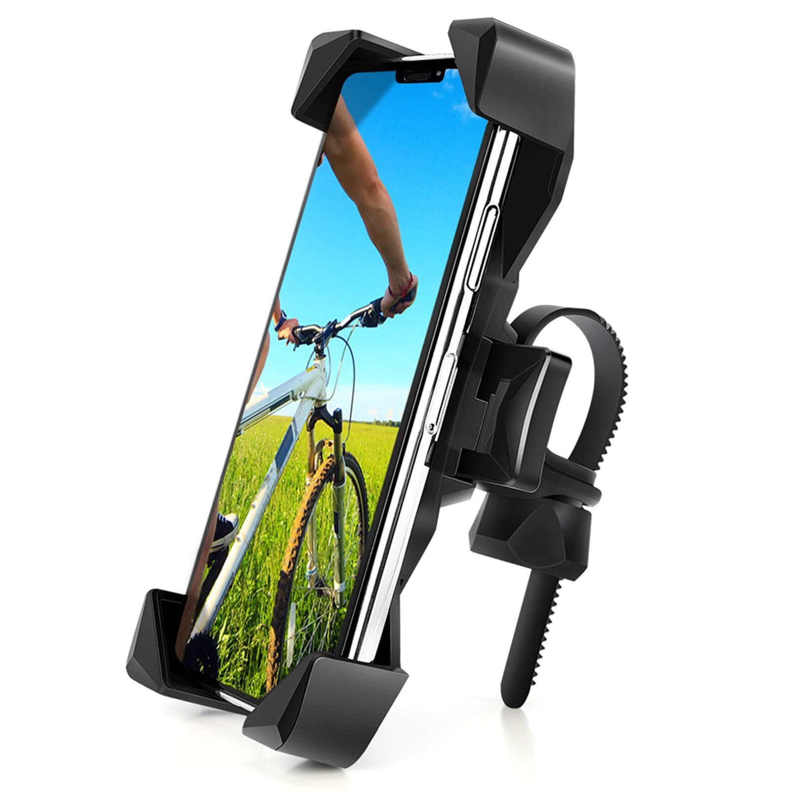 One-Touch Release Bike Phone Mount, 360° Rotatable Cell Phone Holder for Bike Handlebar/Stem, Universal Bicycle Phone Holder Compatible with iPhone, Samsung etc 4.0