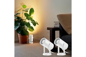 GyroVu Spotlights Indoor, 3000K/4000K/6000K Adjustable Uplighting Indoor Floor Can Light 180° Rotatable Spotlight Accent Light for Artwork, Plant & Picture, 2 Pack, Bulbs Included, White