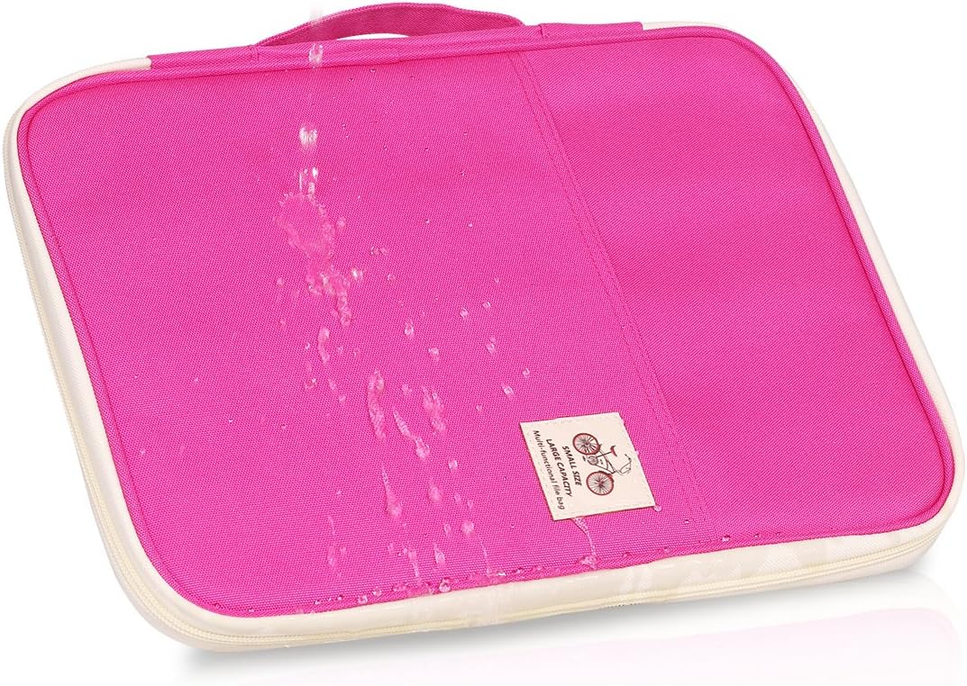 JAKAGO A4 Document Case,Conference Folder with Zip and Handle,Notepad Carrying Case with Various Pockets Suitable for Books/Notebooks/Papers/Pens/Ipad/Files(Pink) - Image 5