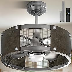 Frstem 19 Inch Farmhouse Caged Ceiling Fan, Solid