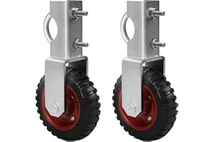 NISORPA Gate Wheel 6 inch Farm Gate Wheel, 2 Pack Gate Support Wheel with 1-3/8" Thru 2-1/2" Gate Use, Chain Link Fence Metal Tub Gate Farm Gate Wheel Under Mount Farm Gate Caster to Prevent Dragging (Red)