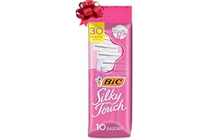 BIC Silky Touch Women’s Disposable Razors, With 2 Blades, Pretty Pastel Razor Handles, 10 Count Pack of Shaving Razors