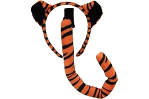 Fun Costumes Tiger Ears & Tail Set - Velour Fabric Headband and Stuffed Bendable Tail