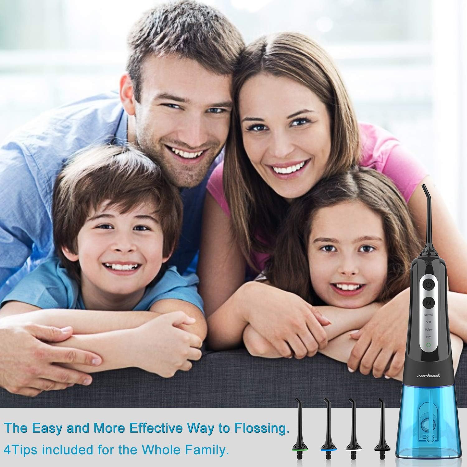 Water Flosser Teeth Cleaner, Cordless Dental Oral Irrigator with DIY Mode, Rechargeable Water Flosser for Braces, Bridges, Implants Care, IPX7 Waterproof with 4 Interchangeable Jet Tips: Health & Personal Care