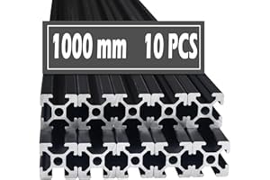 MONTEX 10pcs 39.4 Inch T Slot 2020 Aluminum Extrusion European Standard Anodized Linear Rail for 3D Printer DIY and CNC, 1000mm Black