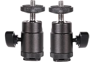 QYXINC Mini Ball Head Hot Shoe Mount with 1/4 inch Adapter Screw for DSLR Camera, Monitor, Camcorder, Flash Light, Tripod, Light Stand (2 Pack)