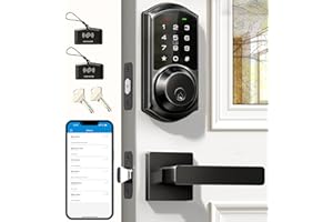 Veise VE06-L Smart Locks with 2 Lever Handle Set, App Control, Keyless Entry Deadbolt for Front Door, Electronic Digital Touchscreen Keypad, Auto Lock, Waterproof, Easy Installation, Matte Black