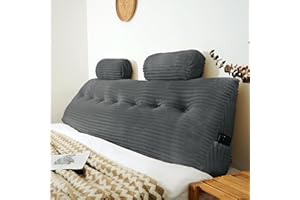 Rycwola Headboard Wedge Pillow with 2 Pack Neck Roll Pillow Large Headboard Pillow King Wedge Pillow Headboard Soft and Supportive Bed Rest Reading Pillows for Sitting in Bed with Removable Cover