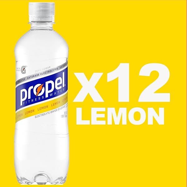 PROPEL ELECTROLYTE ENHANCED WATER SPORTS DRINK, LEMON FLAVORED WATER, ZERO CALORIE & ZERO SUGAR HYDRATION WITH ELECTROLYTES AND VITAMINS C & E, 16.9 FL OZ BOTTLES (12 PACK)