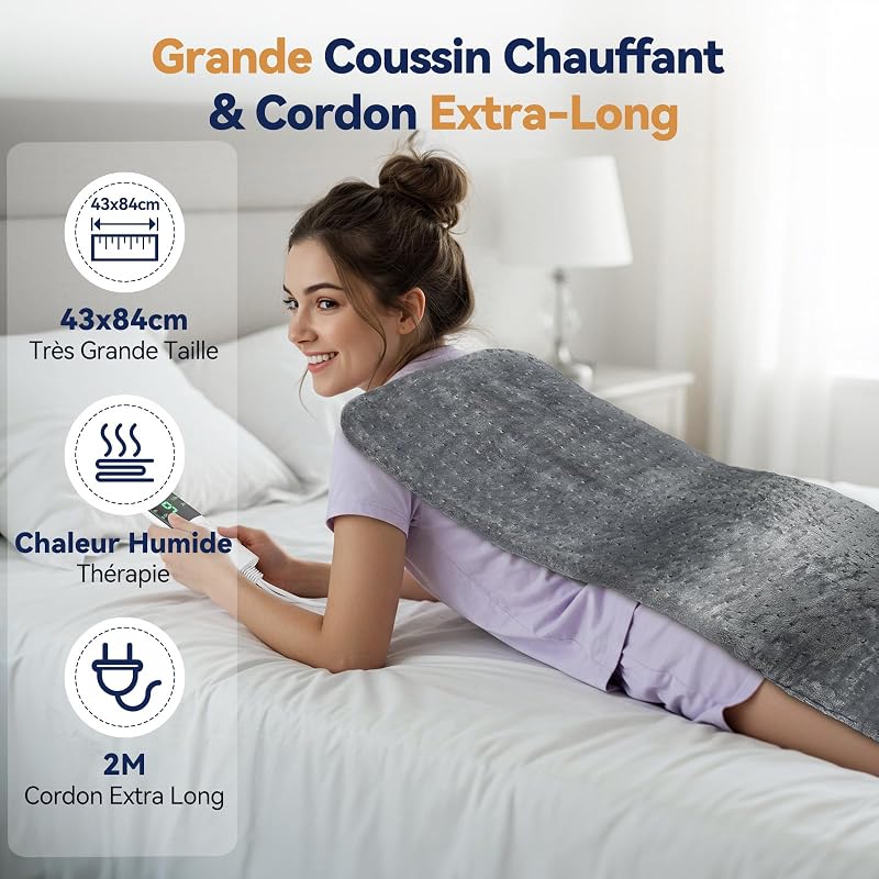 Coussin Chauffant, Coussin Chauffant Electrique, 9 Niveaux de Température