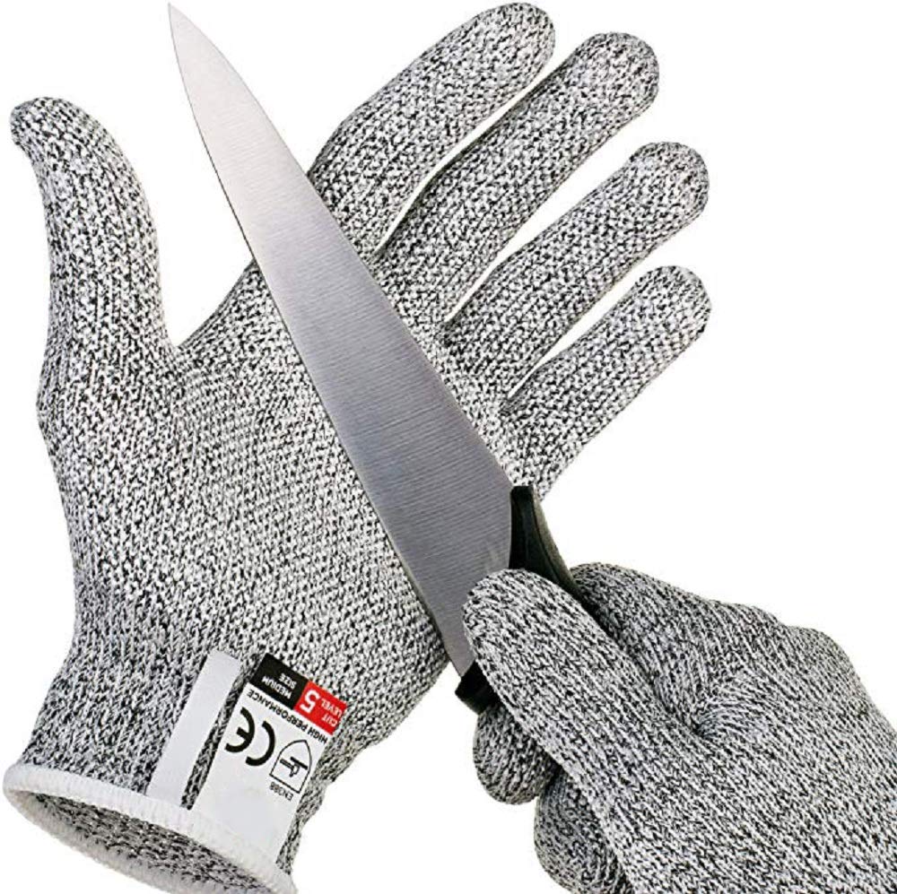 IXIGER Cut Resistant Gloves Food Grade Level 5 Protection, Safety Kitchen Cuts Gloves for Oyster Shucking, Fish Fillet Processing, Mandolin Slicing, Meat Cutting and Wood Carving, 1 Pair (Large)