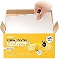 Lunderg Lemon Scented Super Absorbent Commode Pads - Medical Grade Value Pack 100 Count - for Bedside Commode Liners Disposable, Adult Commode Chair, Portable Toilet Bags - Light Scent