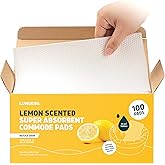 Lunderg Lemon Scented Super Absorbent Commode Pads - Medical Grade Value Pack 100 Count - for Disposable Bedside Commode Liners, Adult Chairs, Portable Buckets & Camping Toilet Bags - Light Scent