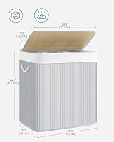 SONGMICS 150L Laundry Hamper Basket 3 Sections Clip-on Lid Grey LCB091G01 view 5