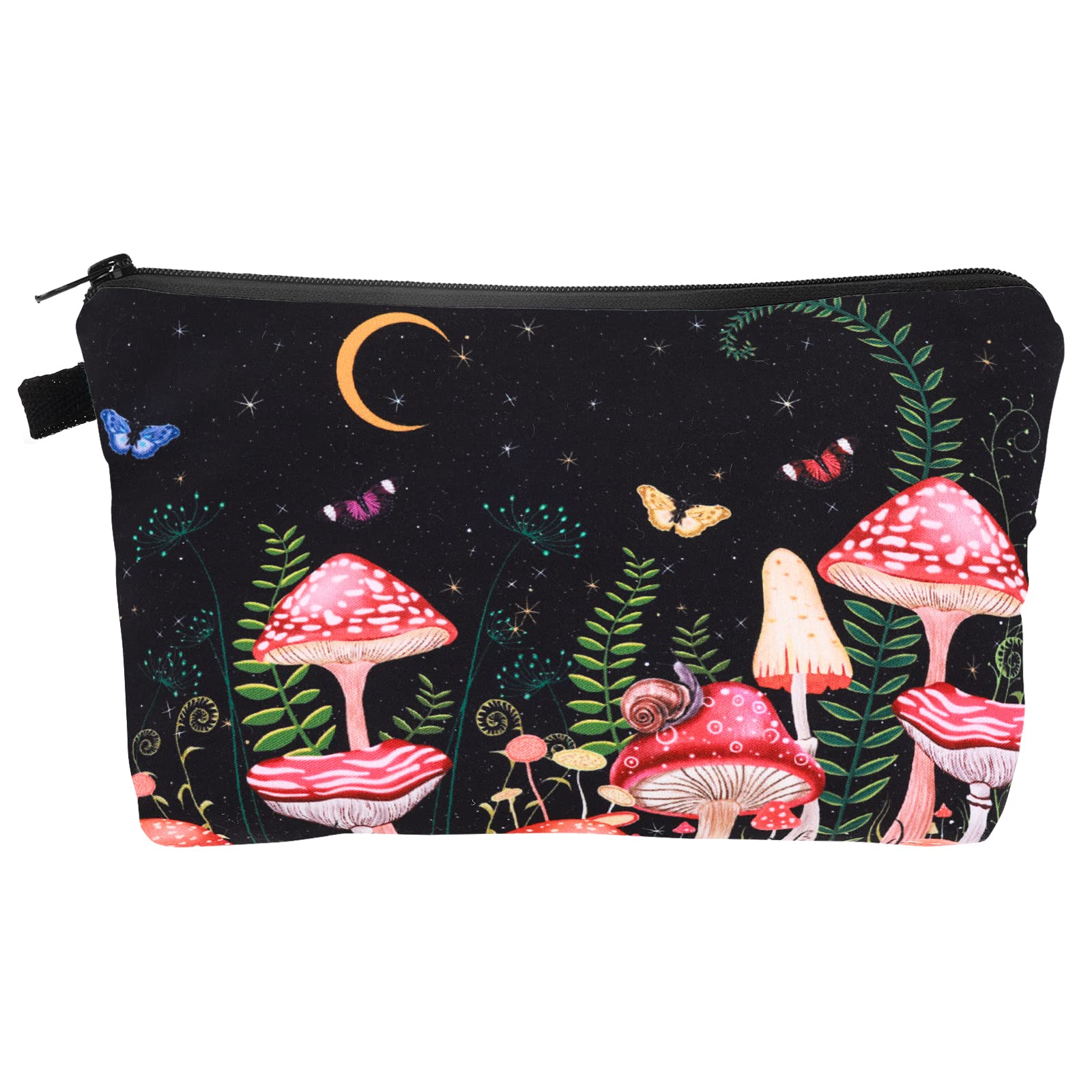 WLLHYF Cosmetic Bag for Women, Small Makeup Bag for Purse Water Resistant Toiletry Bag Printed Makeup Pouch Travel Make Up Organizer Bag for Washing, Bedroom Storage (Mushroom)