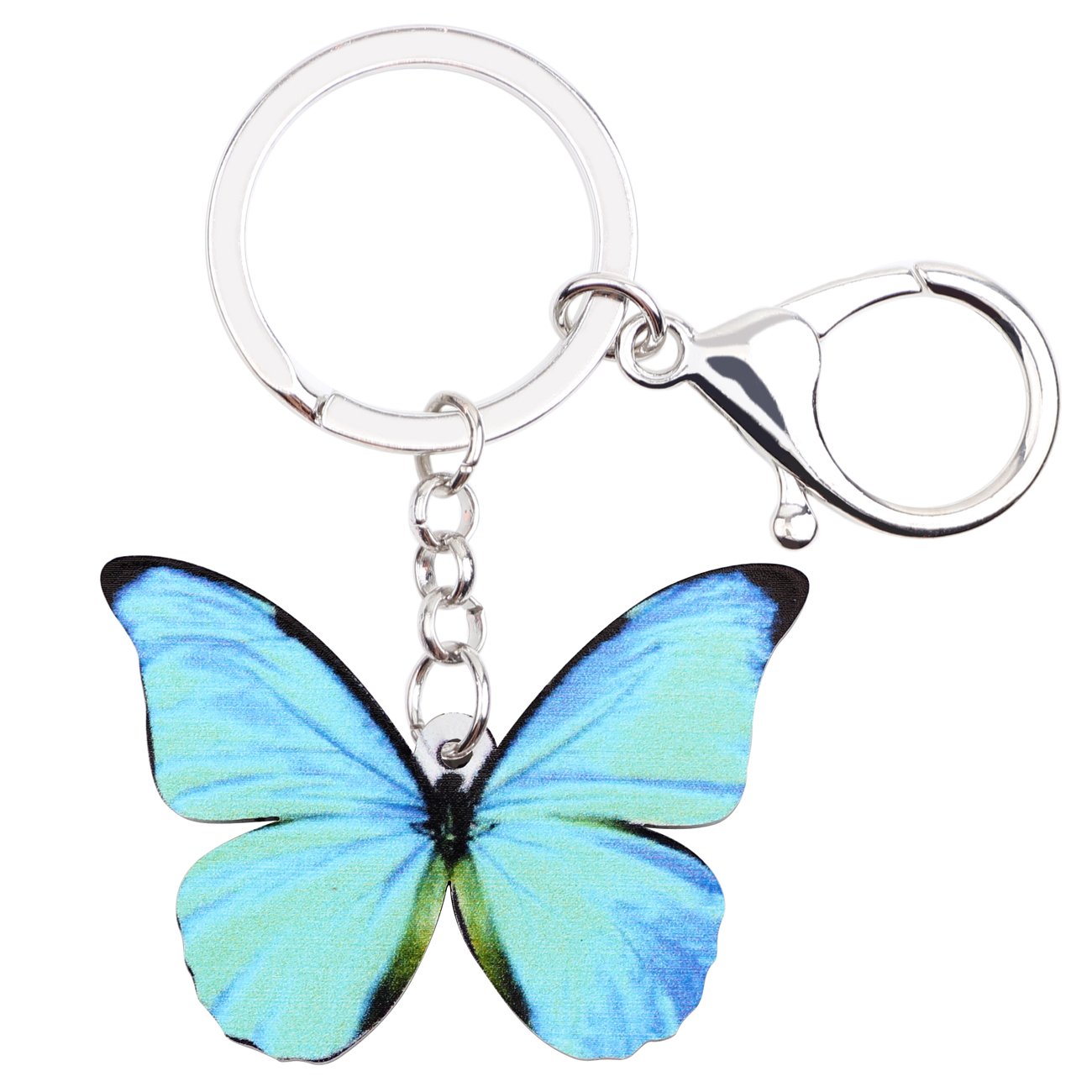 DUOWEI Vivid Acrylic Morpho Monarch Butterfly Keychain Handbag Charm Keyring Summer Gift for Women (Navy)