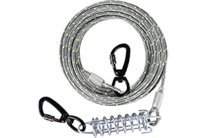 HaiYUAN Dog Tie Out Cable 10/15/20/30FT Dog Run Cable Orange/Grey Tie Out Cable for Dogs with Durable Superior Clips Dog Cable for Large Dogs Heavy Duty for Outside Hold Large Dogs Up to 150LBS