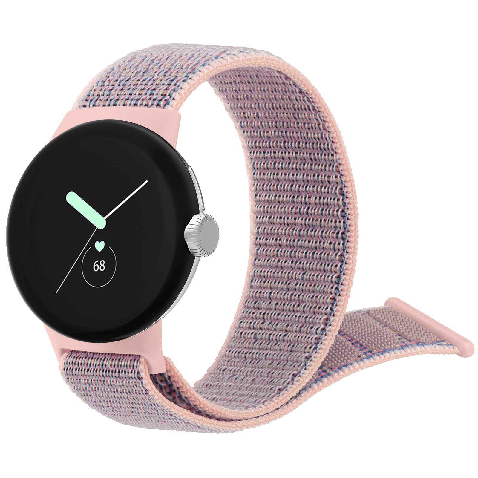 Nylon Bands for Google Pixel Watch Strap, Adjustable Comfortable Solo Loop Nylon Braided Replacement Wristband Straps for Pixel Watch (Rose)