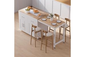 OtterOasis 78" Rolling Kitchen Island with Extendable Table, Mobile Kitchen Islands with Storage for 2-4, 3 in 1 Island Cart on Wheels for Small Space with 2 Drawers & 4 Door Cabinet, White