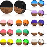 Henoyso 12 Pairs Wooden Earrings for Women Boho Dangle Geometric Lightweight Studs Resin Statement Earring