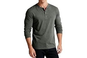 VATEKIO Men's Henley T-Shirt Long Sleeve Casual Soft Lightweight Pullover Shirts Basic Tops